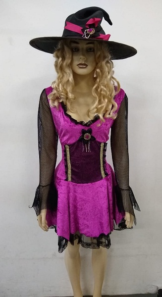 Bruxa veludo uva tela manga preta